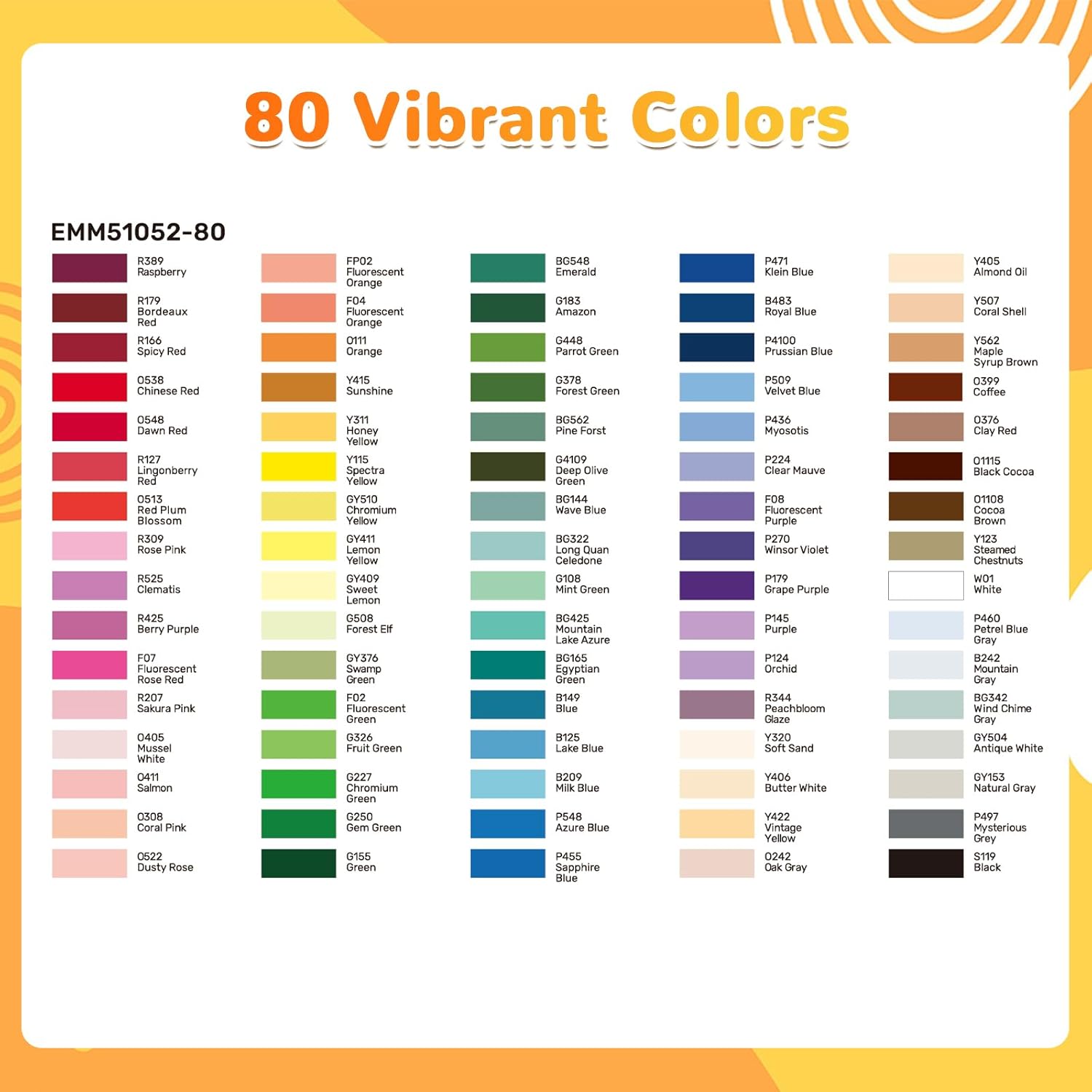 Showcases the wide range of vibrant colors available in the product line, appealing to customers who value choice and customization.