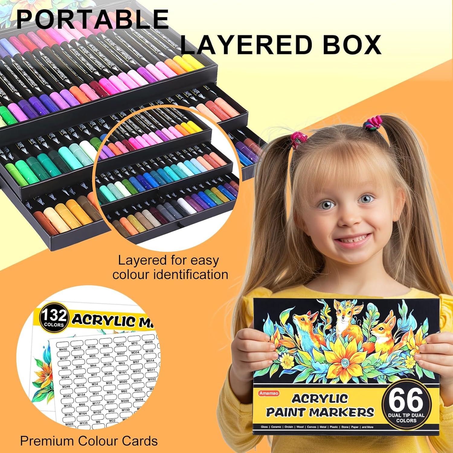 Amamao 132 Colors Acrylic Paint Markers Pens Set: Infographics