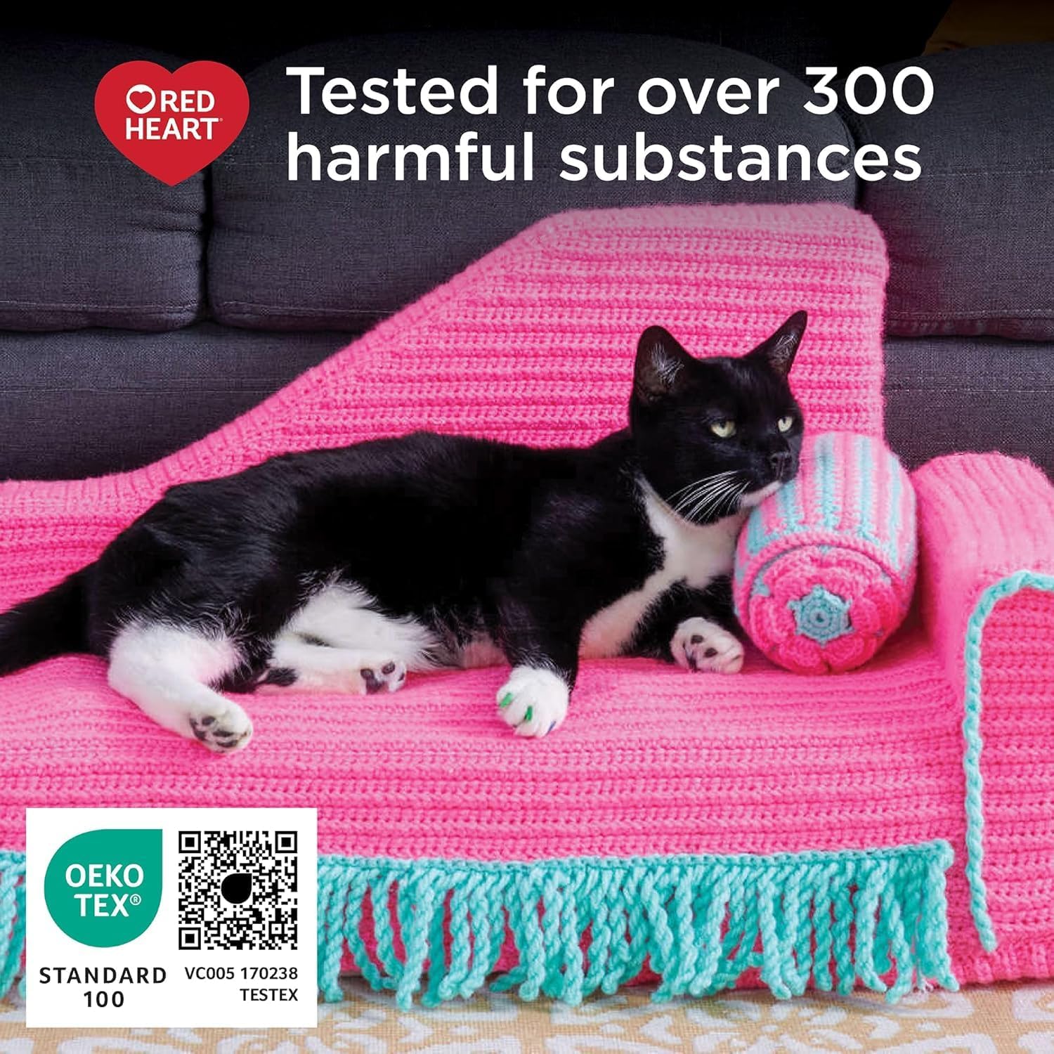 Reassures customers that the product has been thoroughly tested for safety, specifically for over 300 harmful substances.
