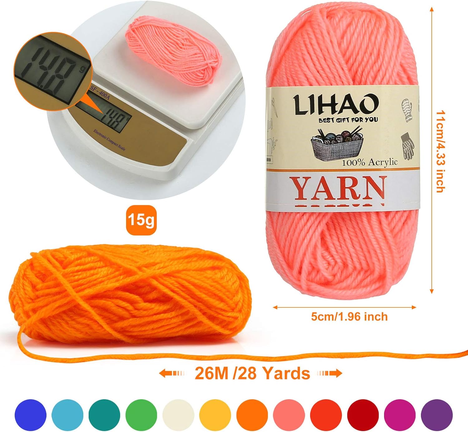 LIHAO 12 Skeins Mini Yarn for Knitting Crochet Craft: Infographics