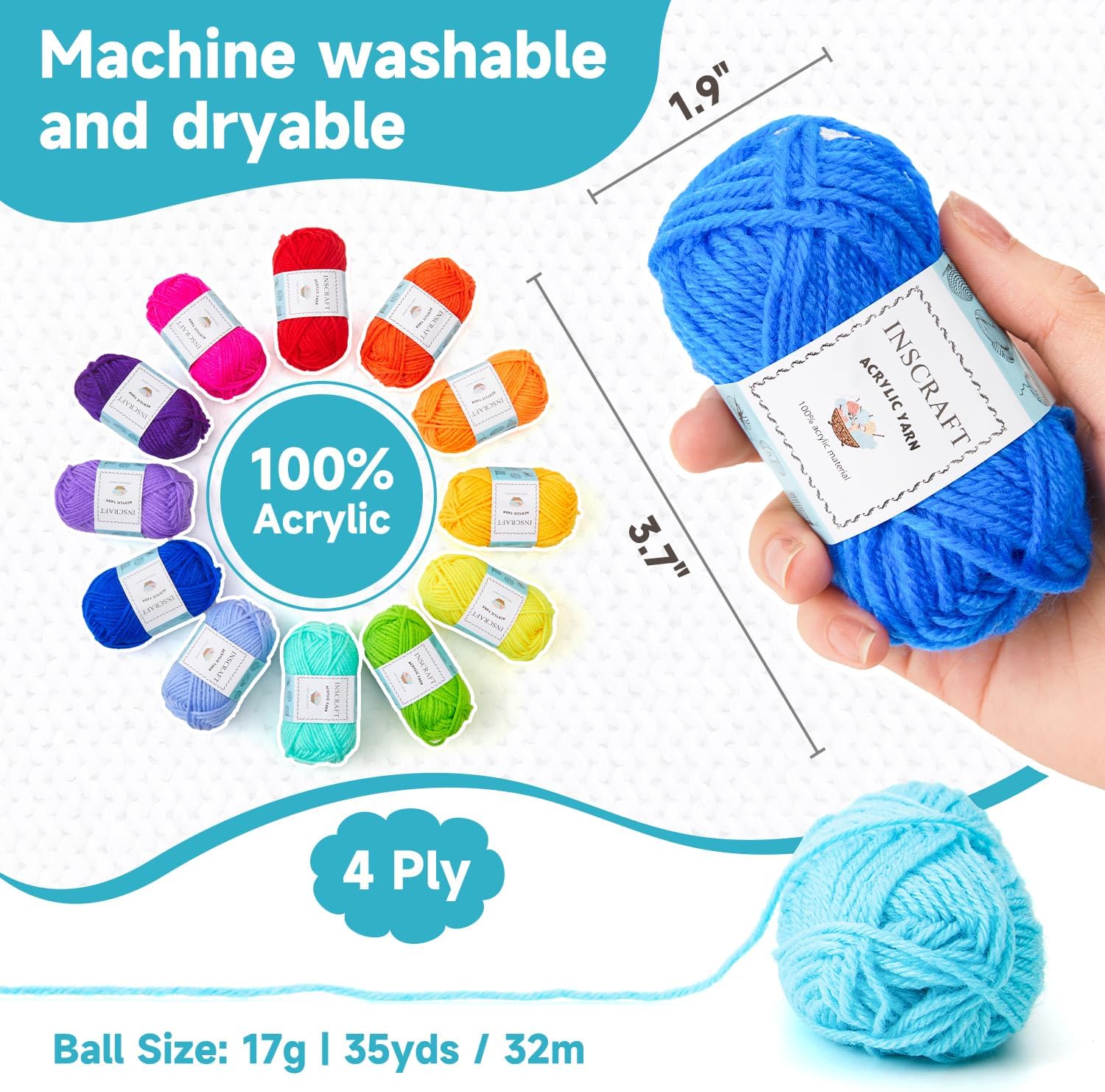 Inscraft 52 Acrylic Yarn Skeins: Infographics