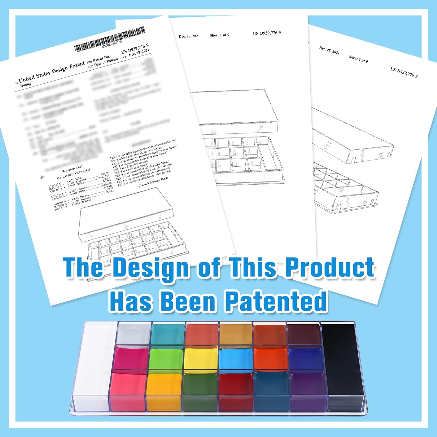 Highlights that the product's design is patented, implying uniqueness and legal protection.