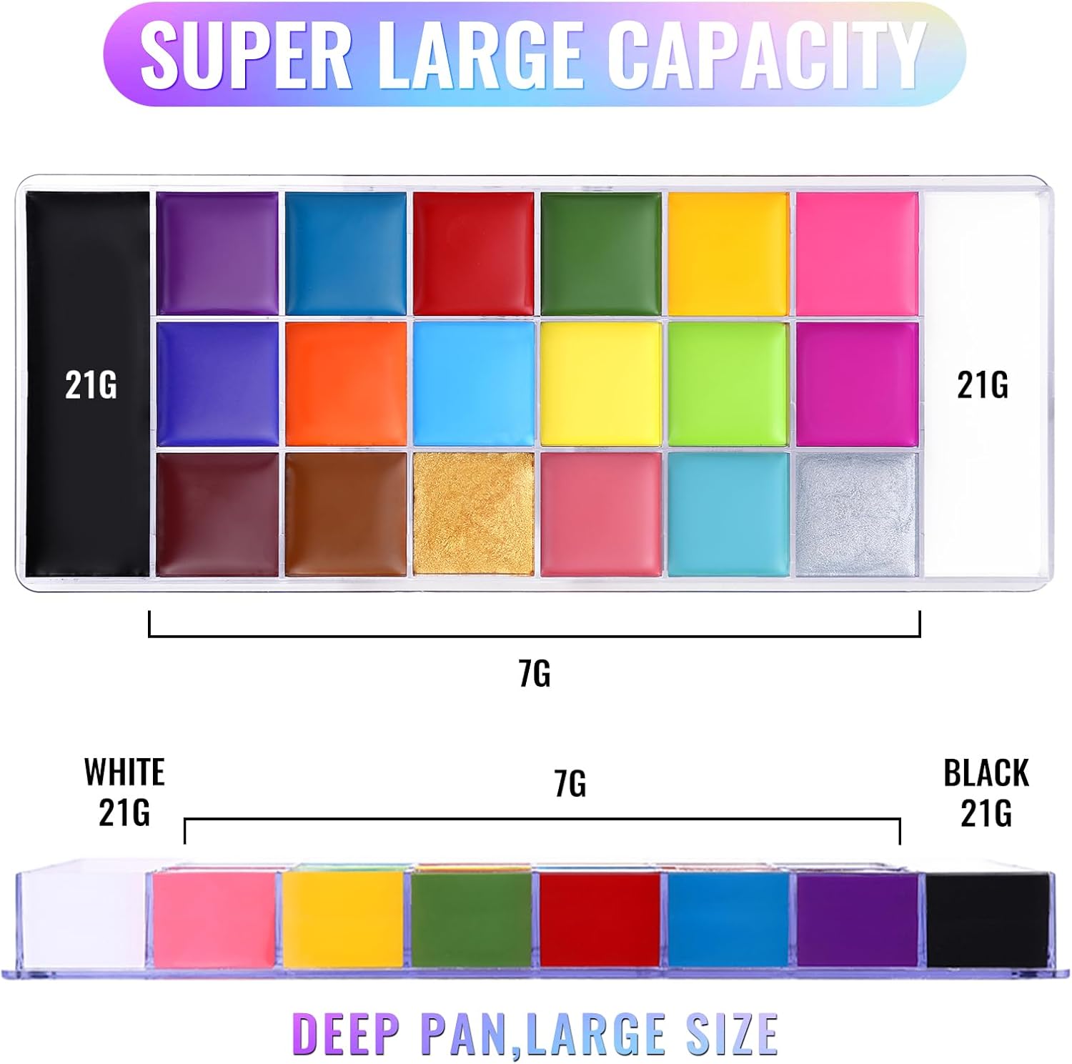 Highlights the product's large capacity and wide range of color options, emphasizing its versatility and value.