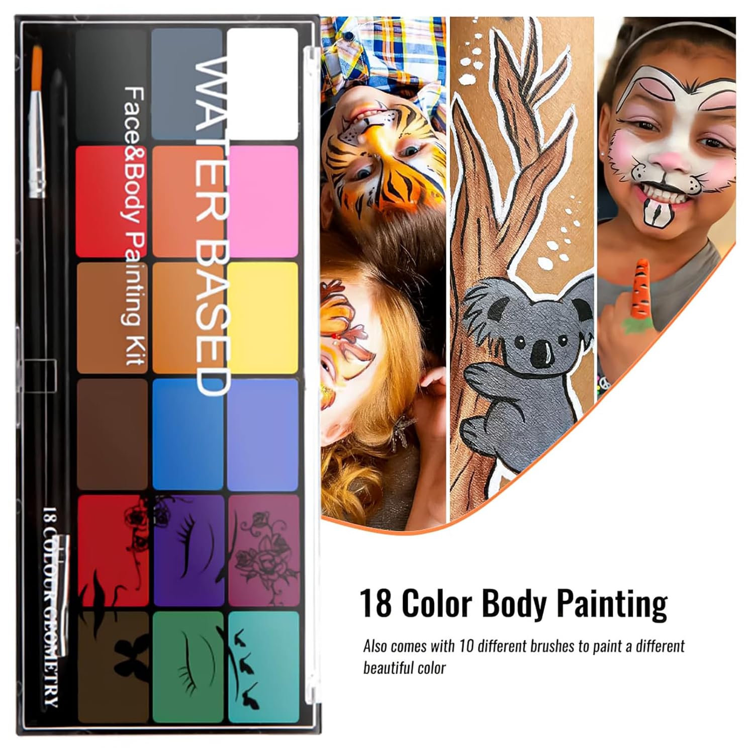 Face Painting Kit Non-toxic Body Paint Washable 18 Colors Facepaint Makeup Kit for…: Infographics