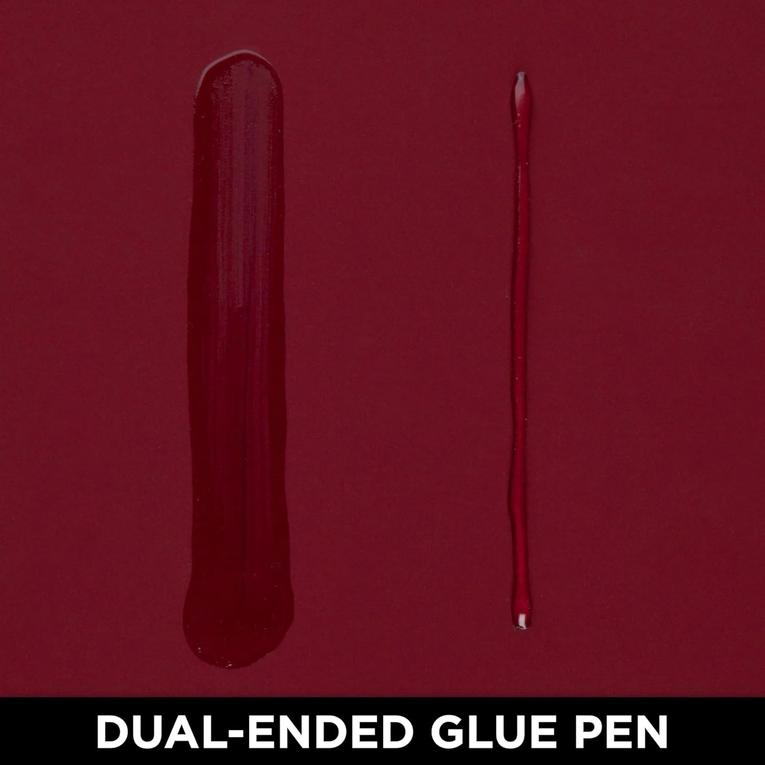 Highlights the unique dual-ended feature of the glue pen, showing its versatility and ease of use.