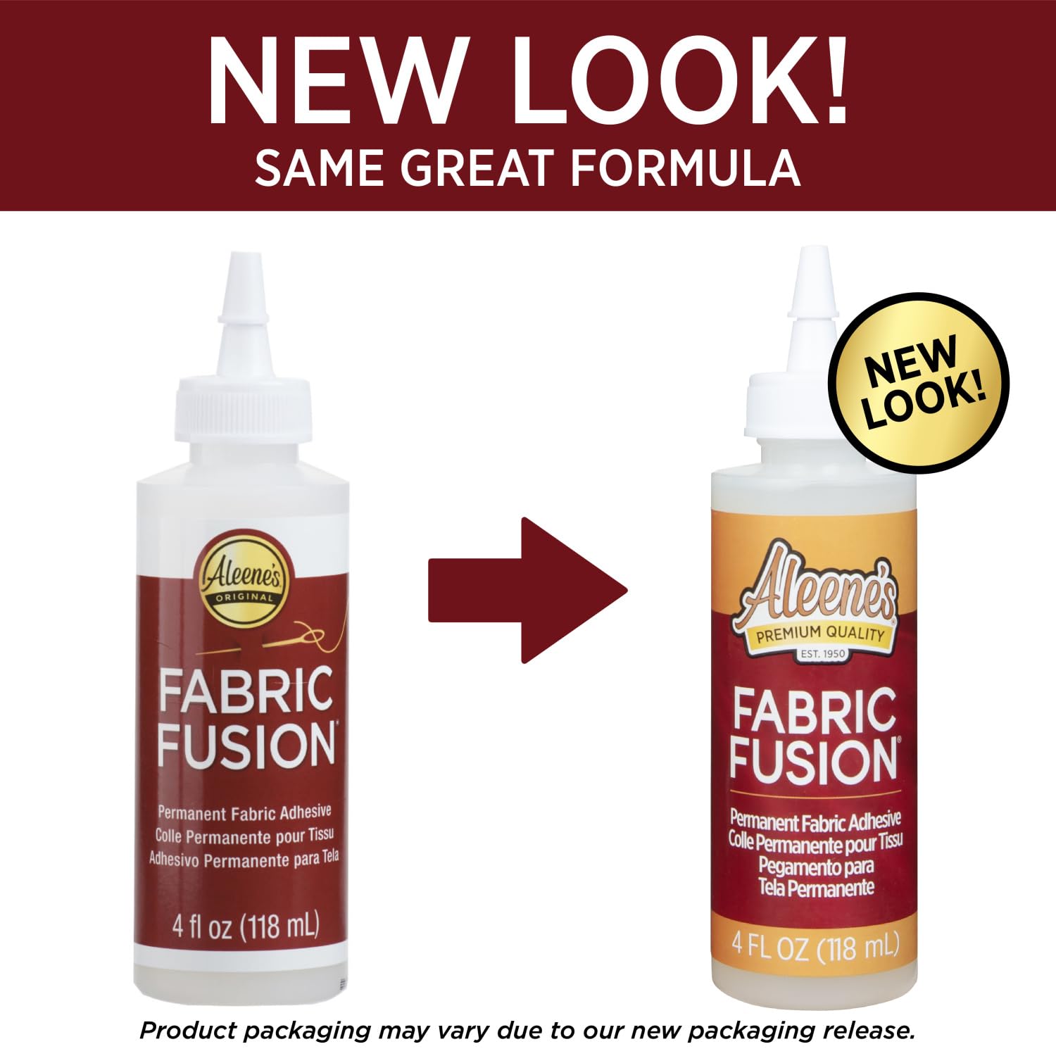 Informs customers about the product's new packaging while reassuring them that the formula remains unchanged.
