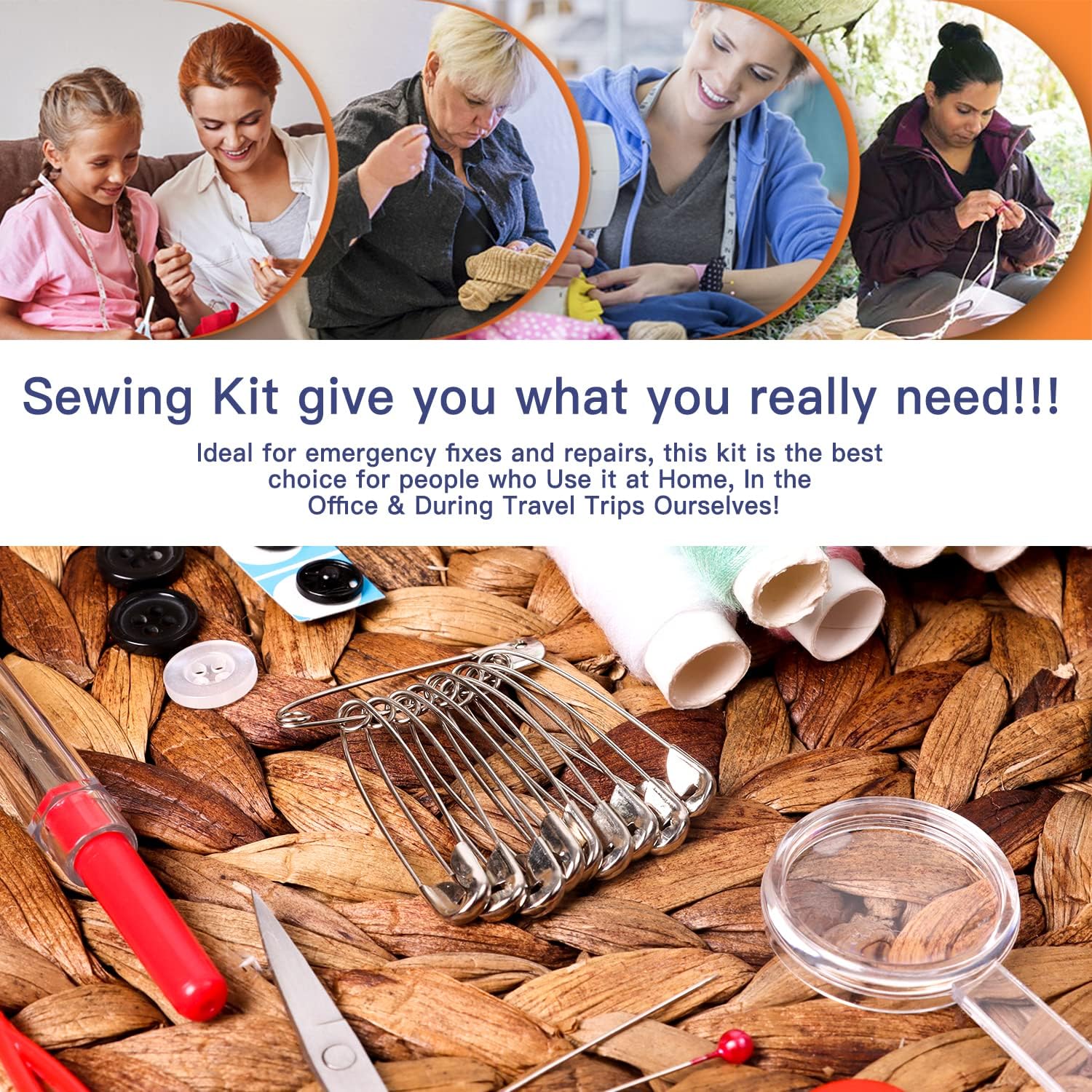 JUNING Sewing Kit with Case Portable Sewing Supplies for Home Traveler: Infographics