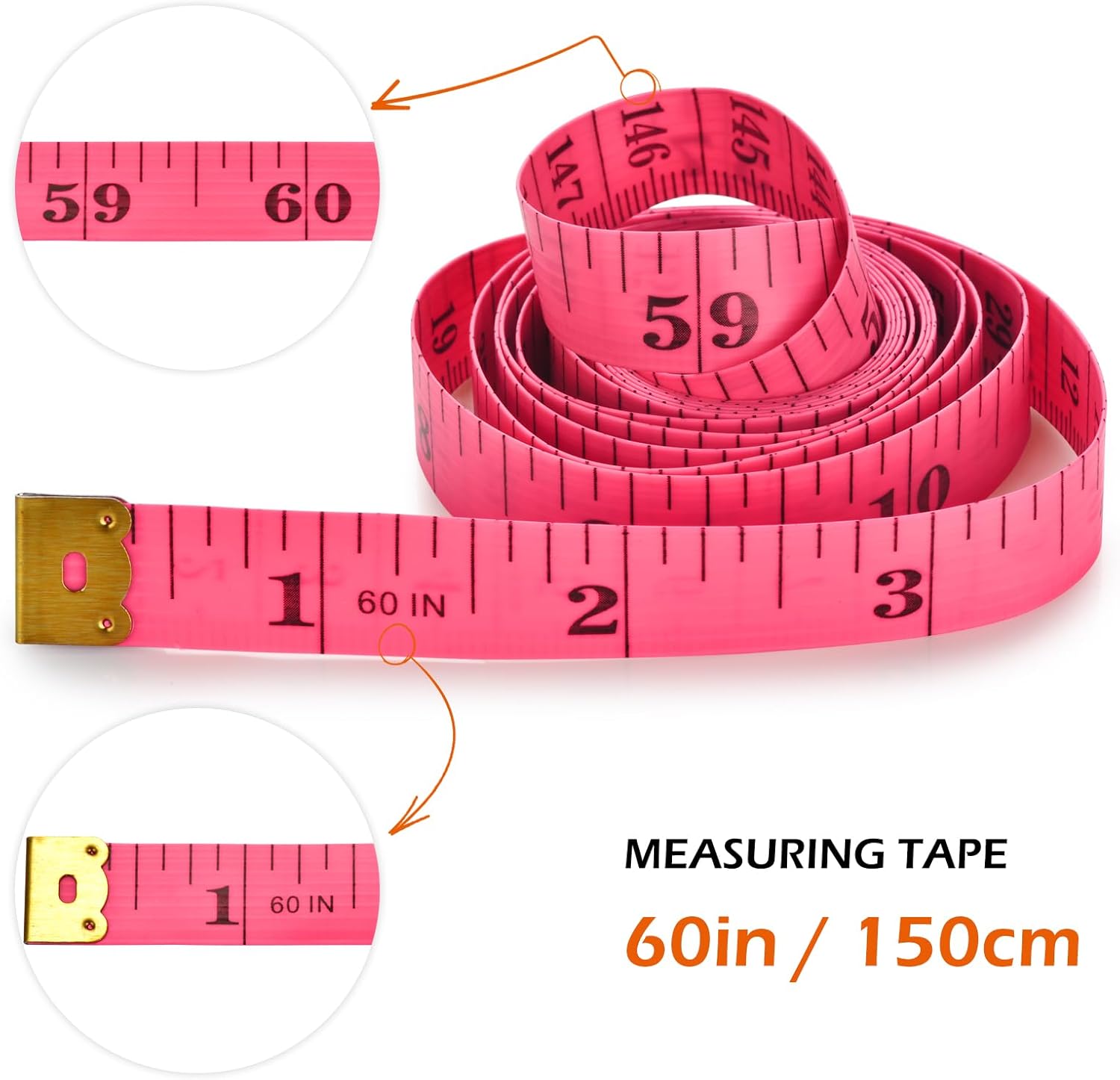 Shows the exact length of the measuring tape to inform customers about its size and capacity for measurement.
