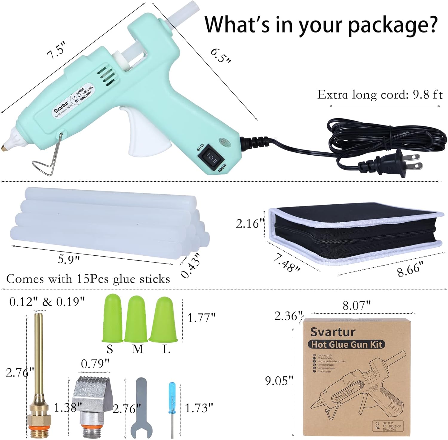 Full Size Hot Glue Gun Kit with 60W/100W/OFF Switch: Infographics