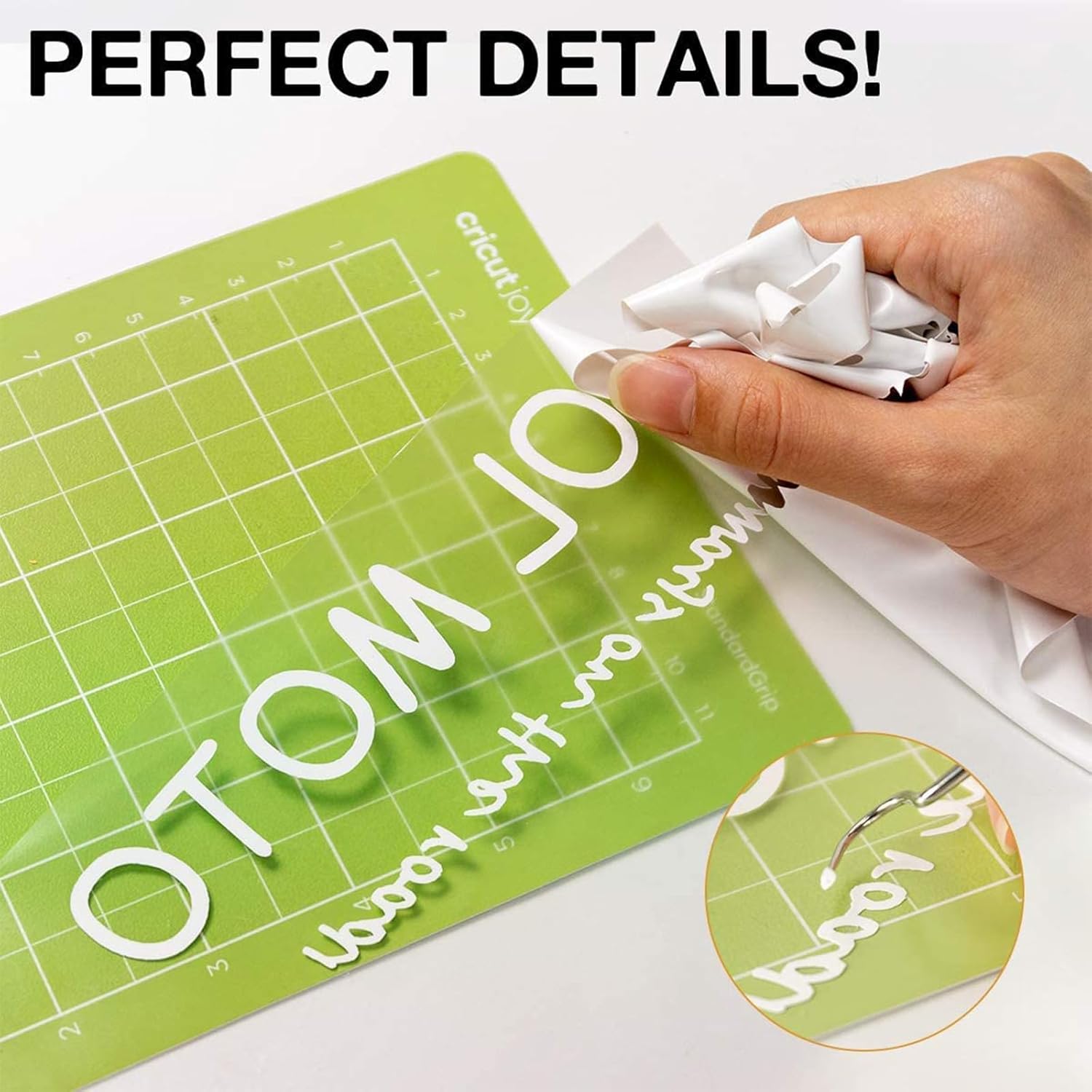Highlights the product's ability to achieve perfect, detailed cuts, emphasizing its precision and accuracy for crafting projects.