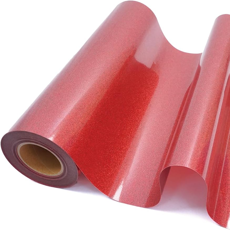 Showcases the product's sparkly, glittery red finish to appeal to customers looking for a decorative or eye-catching material.