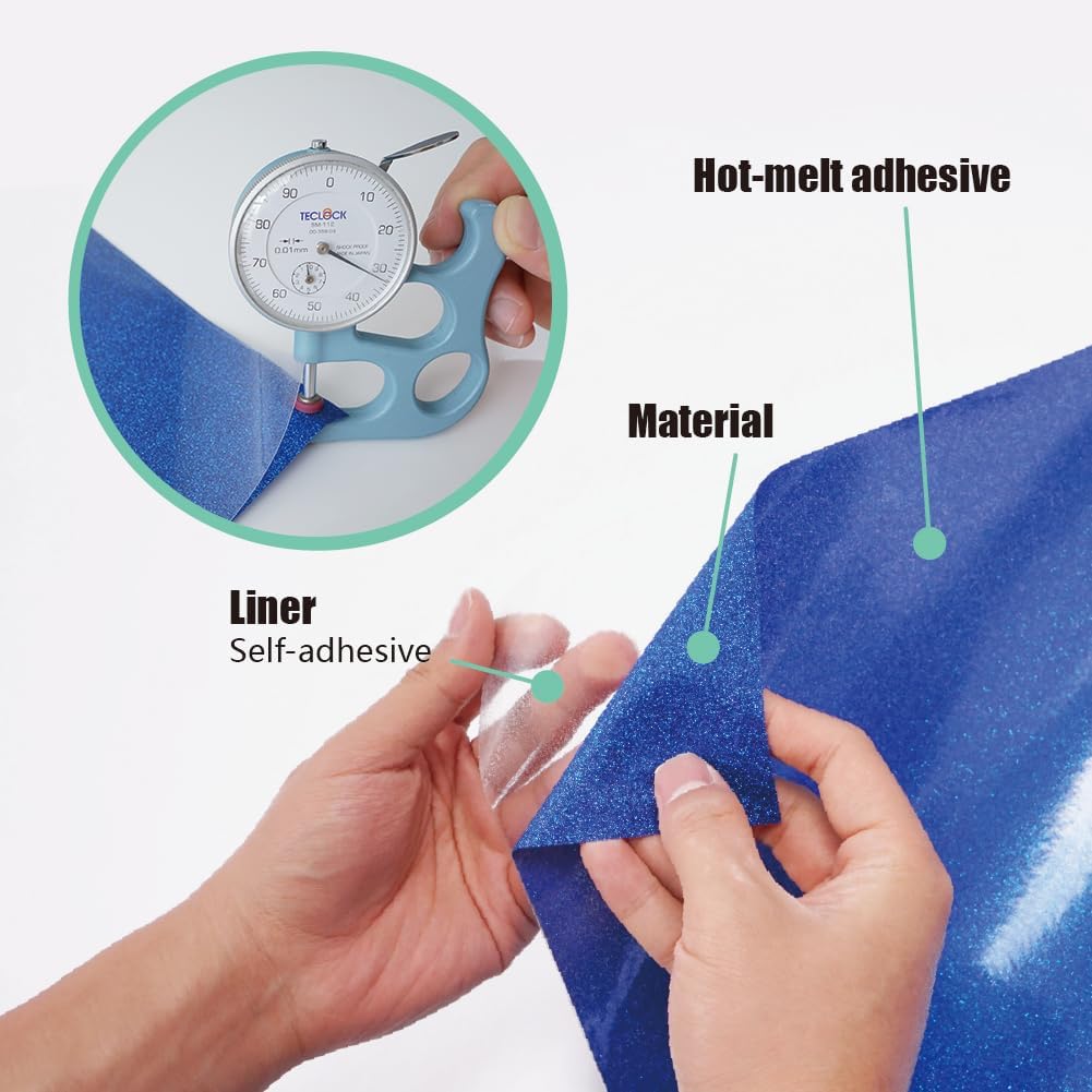 Explains the different layers and components of the adhesive material, highlighting its self-adhesive properties and construction.