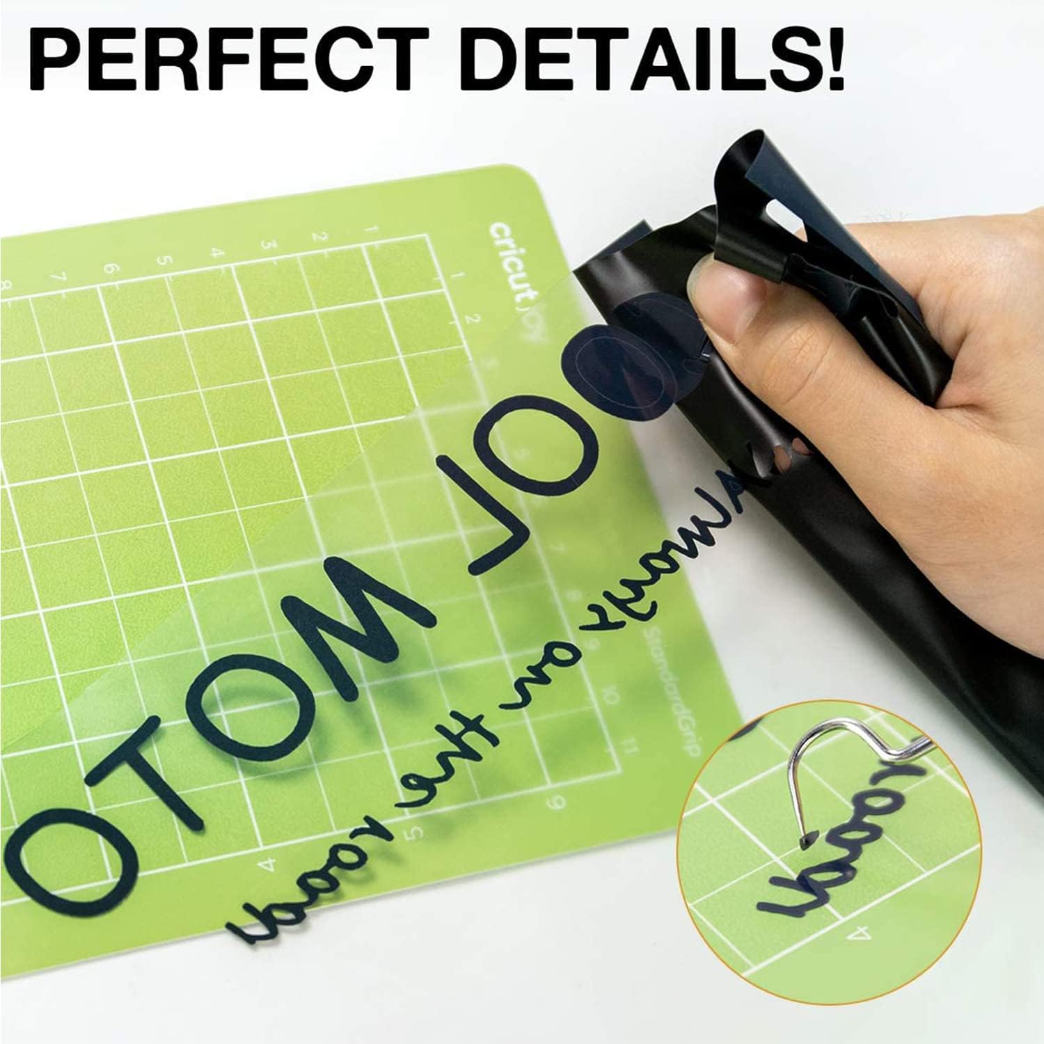 Highlights the product's ability to create perfect, detailed cuts for crafting projects.