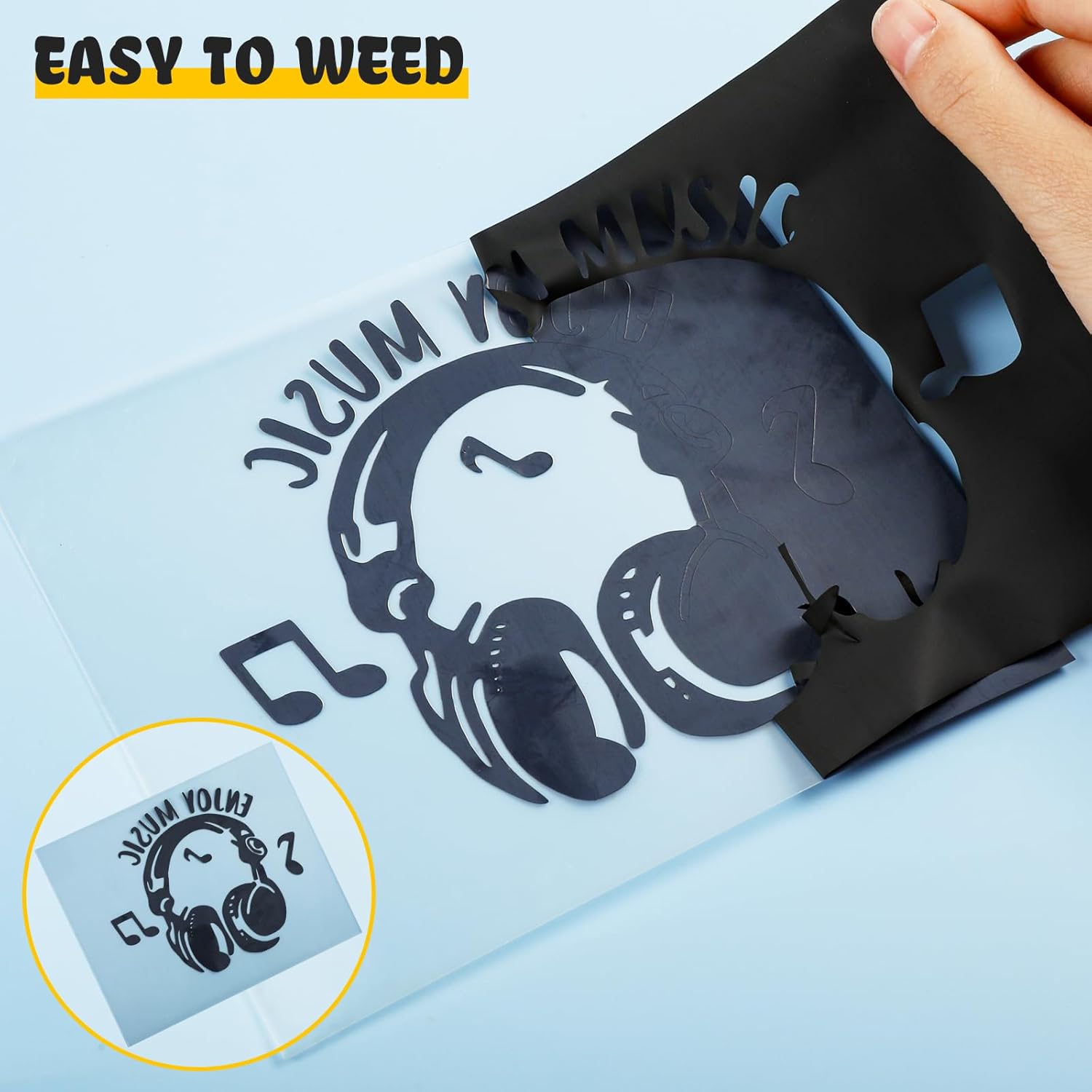 Demonstrates the product's ease of use for weeding vinyl designs, appealing to crafters and DIY enthusiasts.