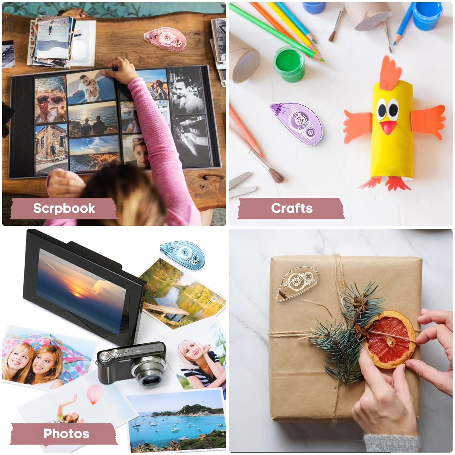 Demonstrates the versatility of the product by showing multiple creative uses across different hobbies and activities.