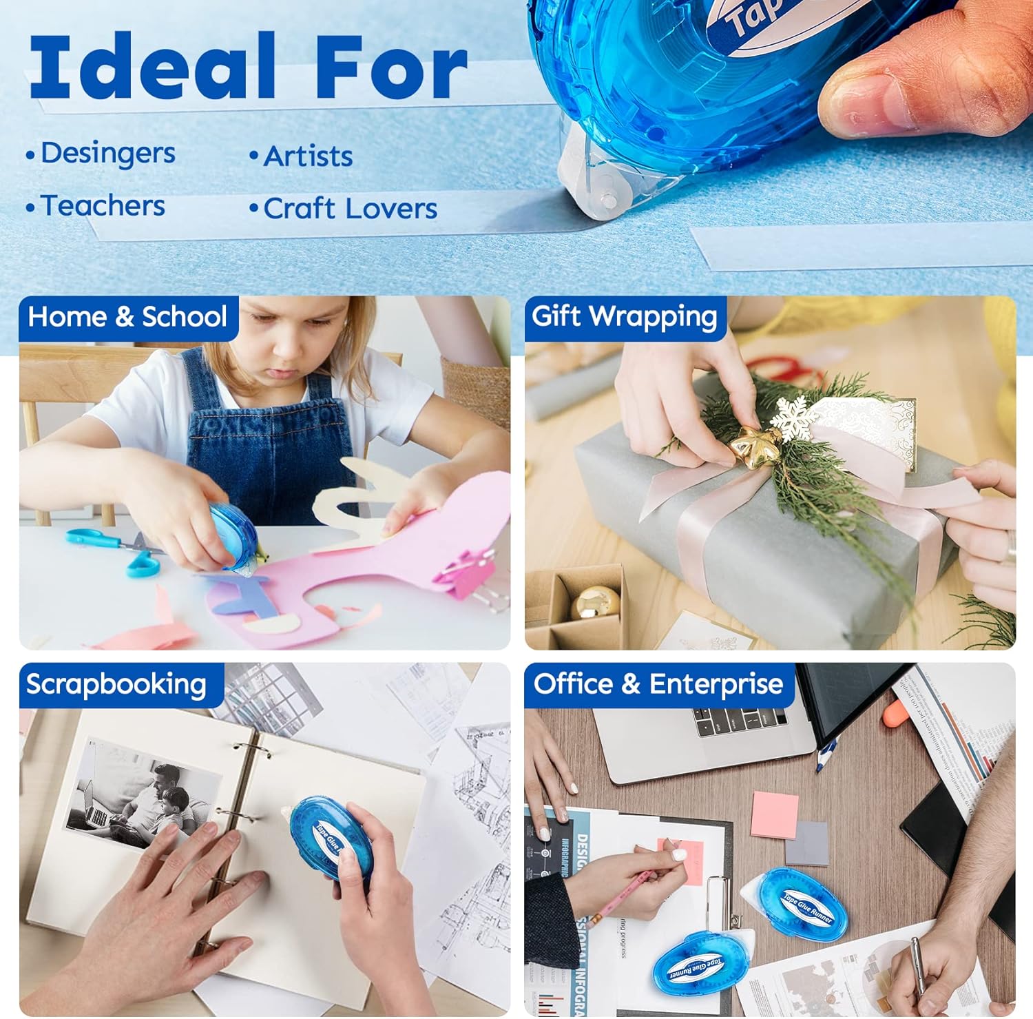 Demonstrates the various applications and user groups for the product, showing its versatility across different activities and professions.