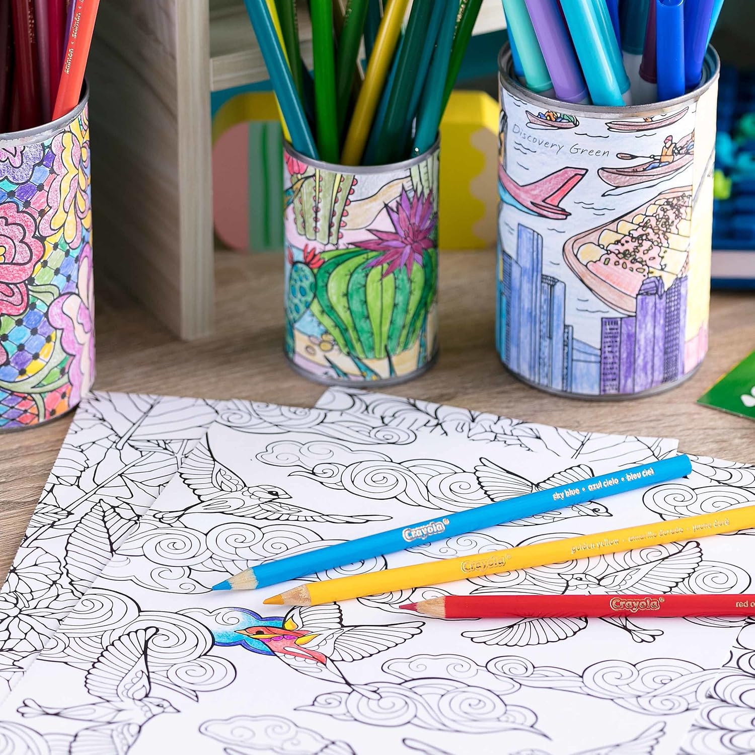 Showcases creative ways to use the product for DIY craft projects and coloring activities, demonstrating its versatility and appeal for artistic pursuits.