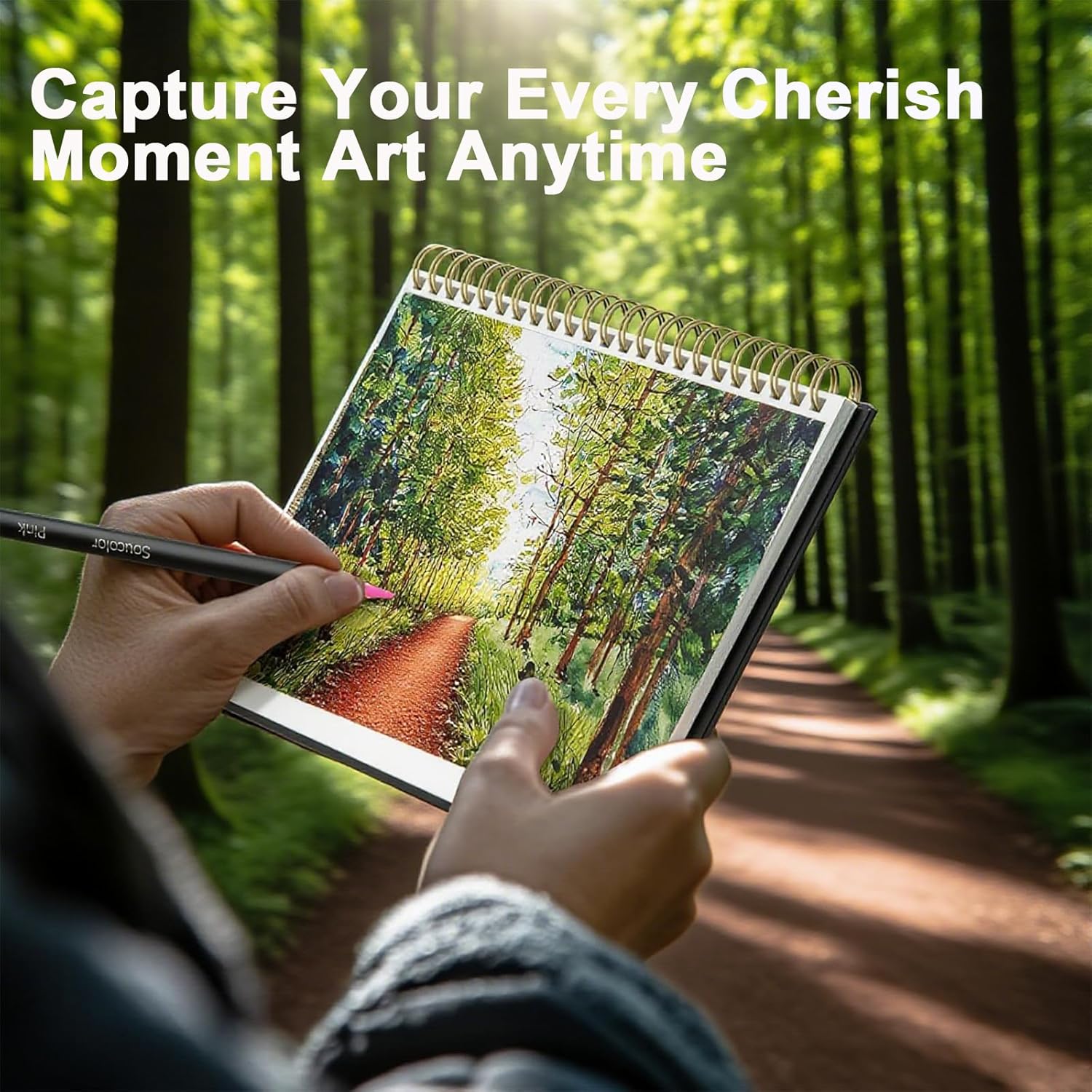 Demonstrates how the product can be used for outdoor sketching and capturing nature scenes, appealing to artists and nature enthusiasts.