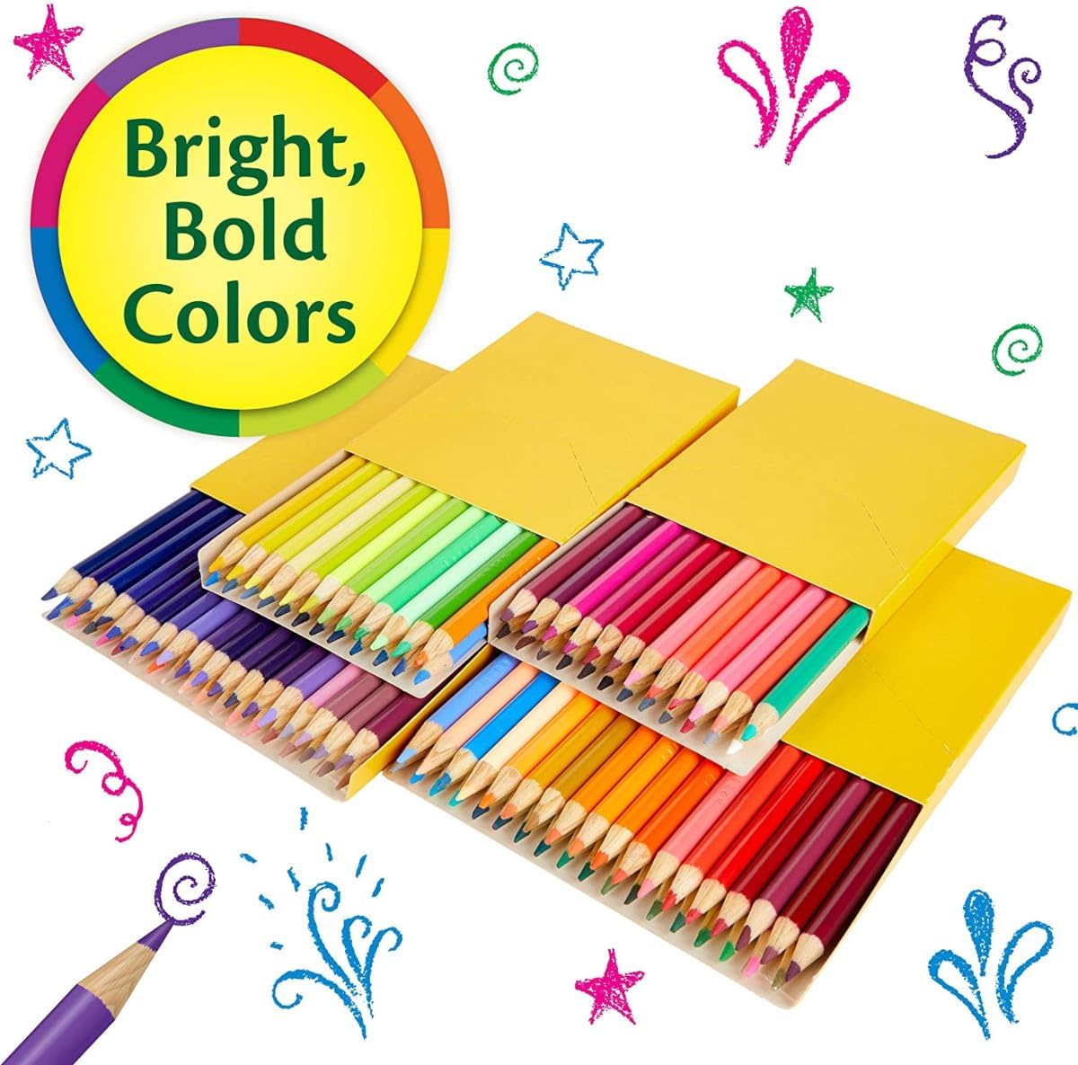 Emphasizes the vibrant color range of the colored pencils to attract customers looking for high-quality art supplies.