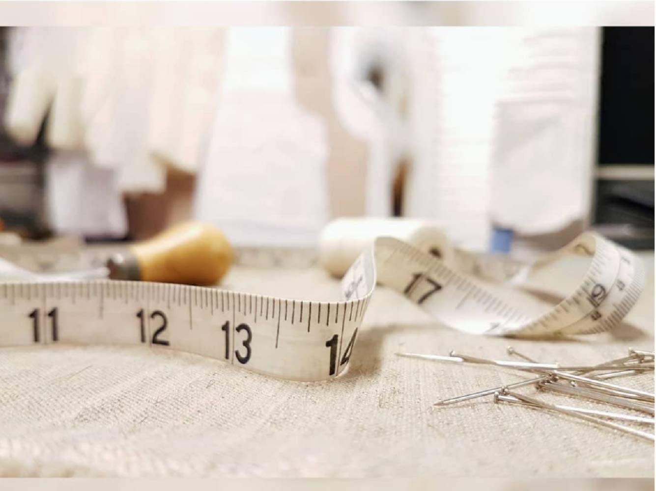 Shows the product in a real-world sewing context to demonstrate its relevance and use in crafting or tailoring activities.