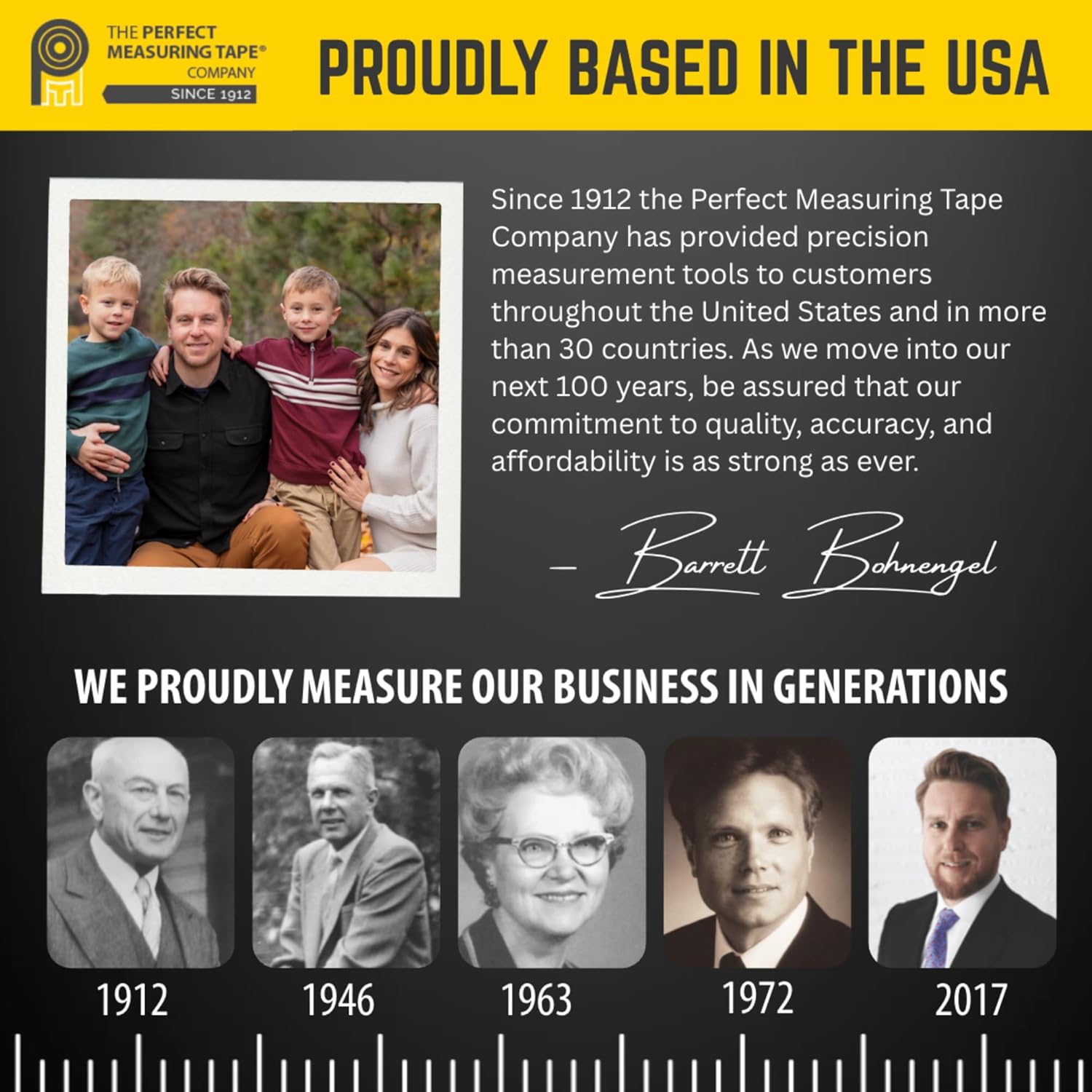 Emphasizes the company's long history, family ownership, and commitment to quality to build trust and brand loyalty.