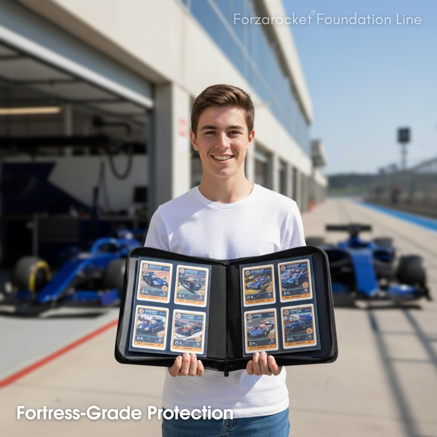 Highlights the product's high-level protection feature for collectible cards, emphasizing durability and security.