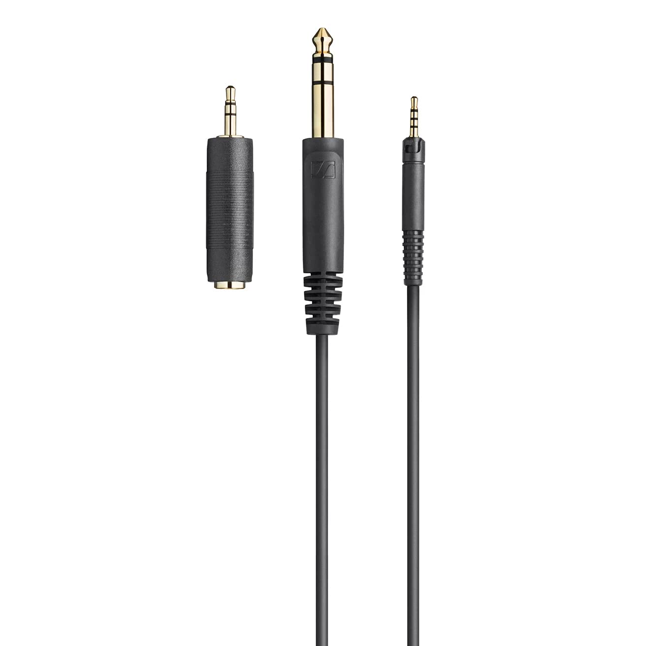 Demonstrates the different audio connector types this cable is compatible with, showing versatility for various devices
