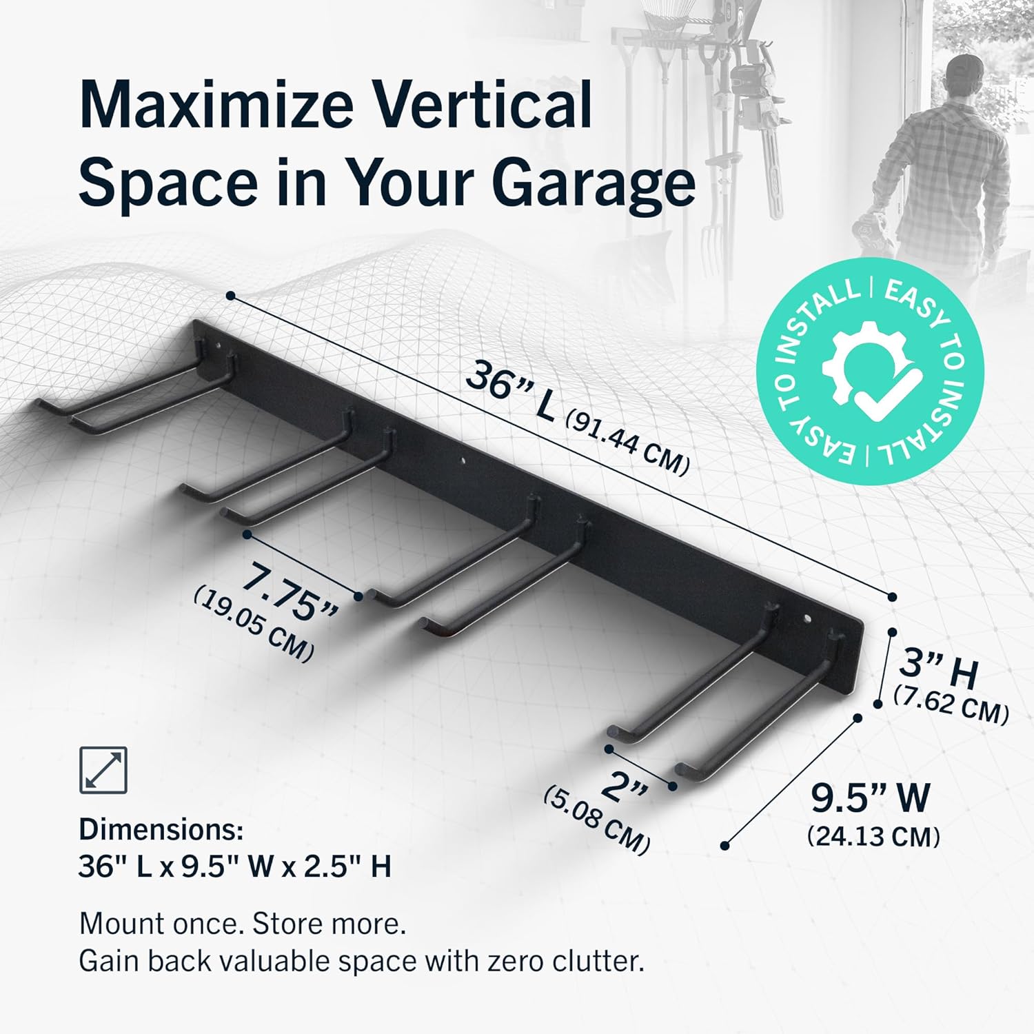 To provide exact measurements of the garage storage rack, helping customers understand its size and fit in their space To highlight the ease of installation for the garage storage rack, encouraging…