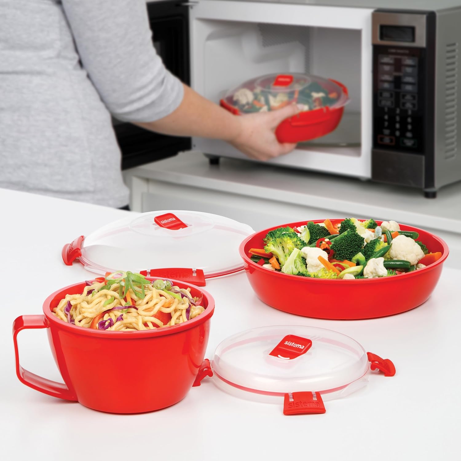 Sistema 1109ZS Microwave Collection Noodle Bowl 1 Count (Pack of 1) Red: Infographics