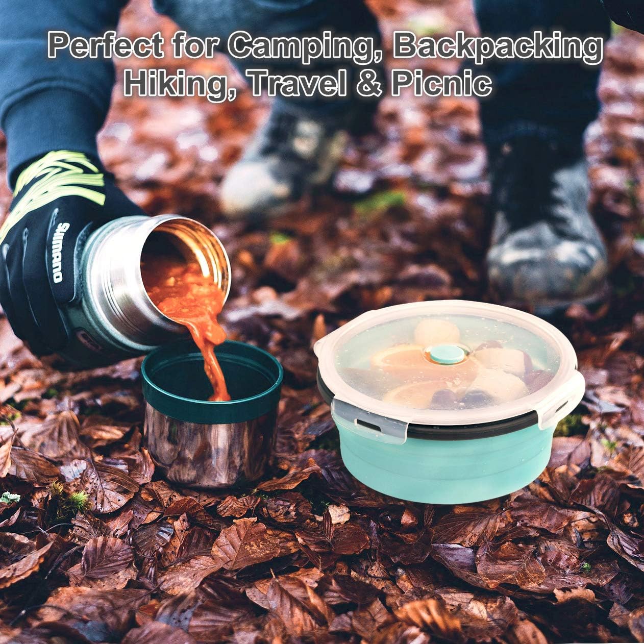 COLORCORAL Camping Bowl with Lid Collapsible Silicone Bowl and Foldable Stainless Steel…: Infographics