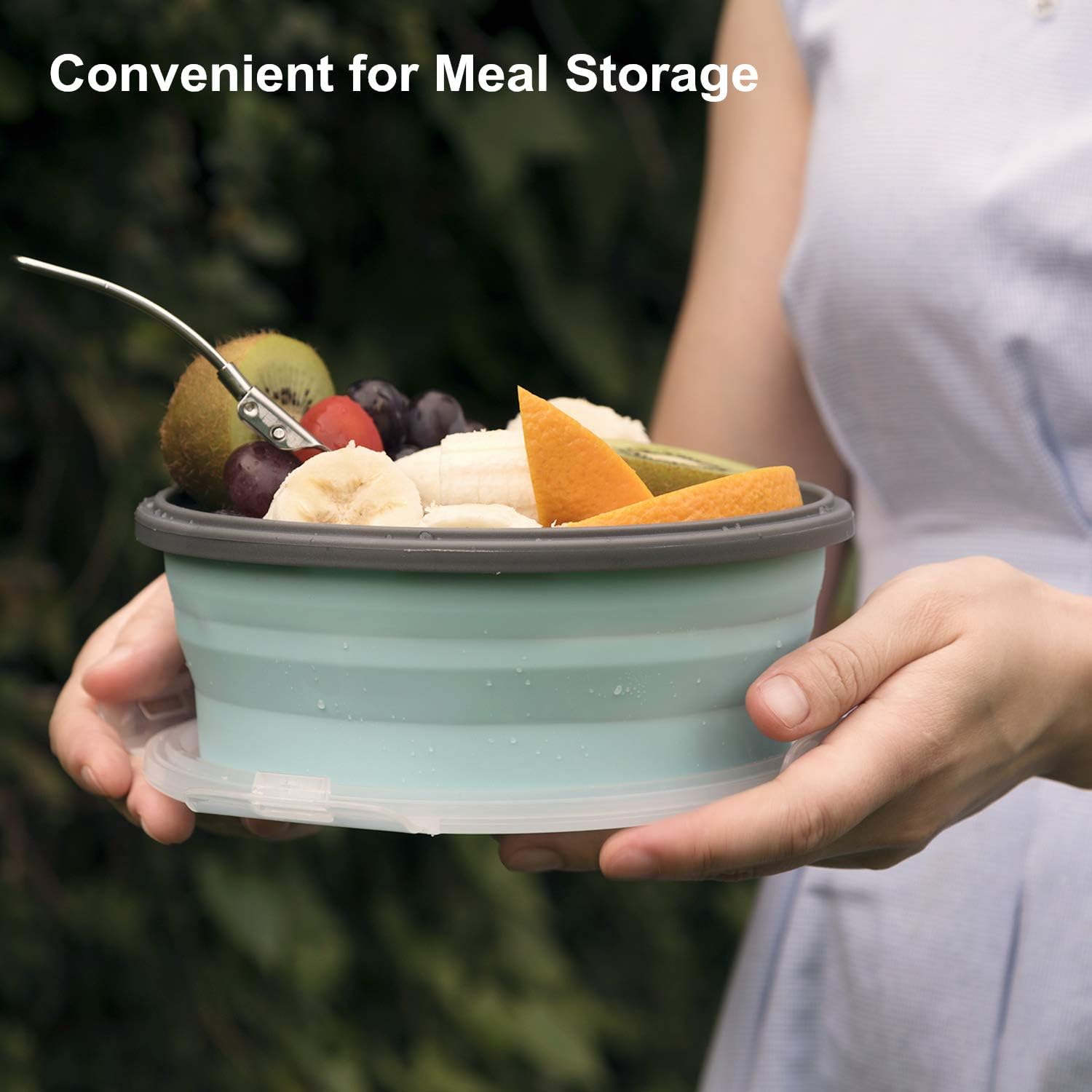 COLORCORAL Camping Bowl with Lid Collapsible Silicone Bowl and Foldable Stainless Steel…: Infographics
