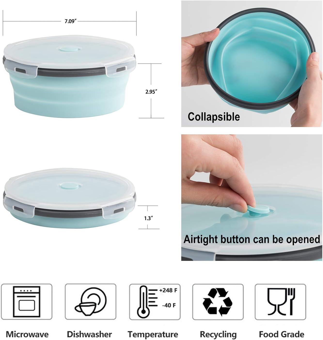 COLORCORAL Camping Bowl with Lid Collapsible Silicone Bowl and Foldable Stainless Steel…: Infographics