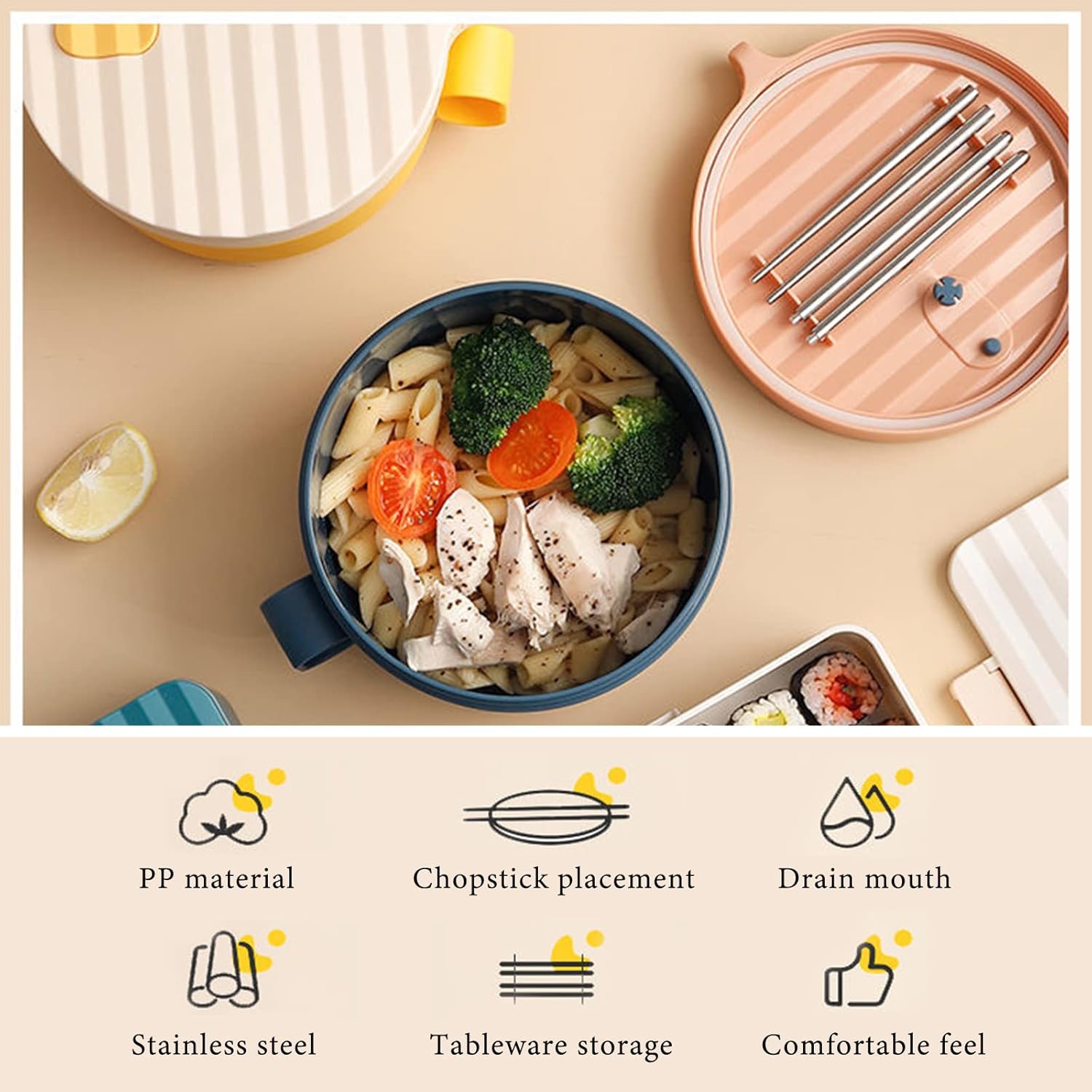 Microwave Ramen Bowl Ramen Cooker with Handles Noodle Bowls with Lid and Chopsticks…: Infographics