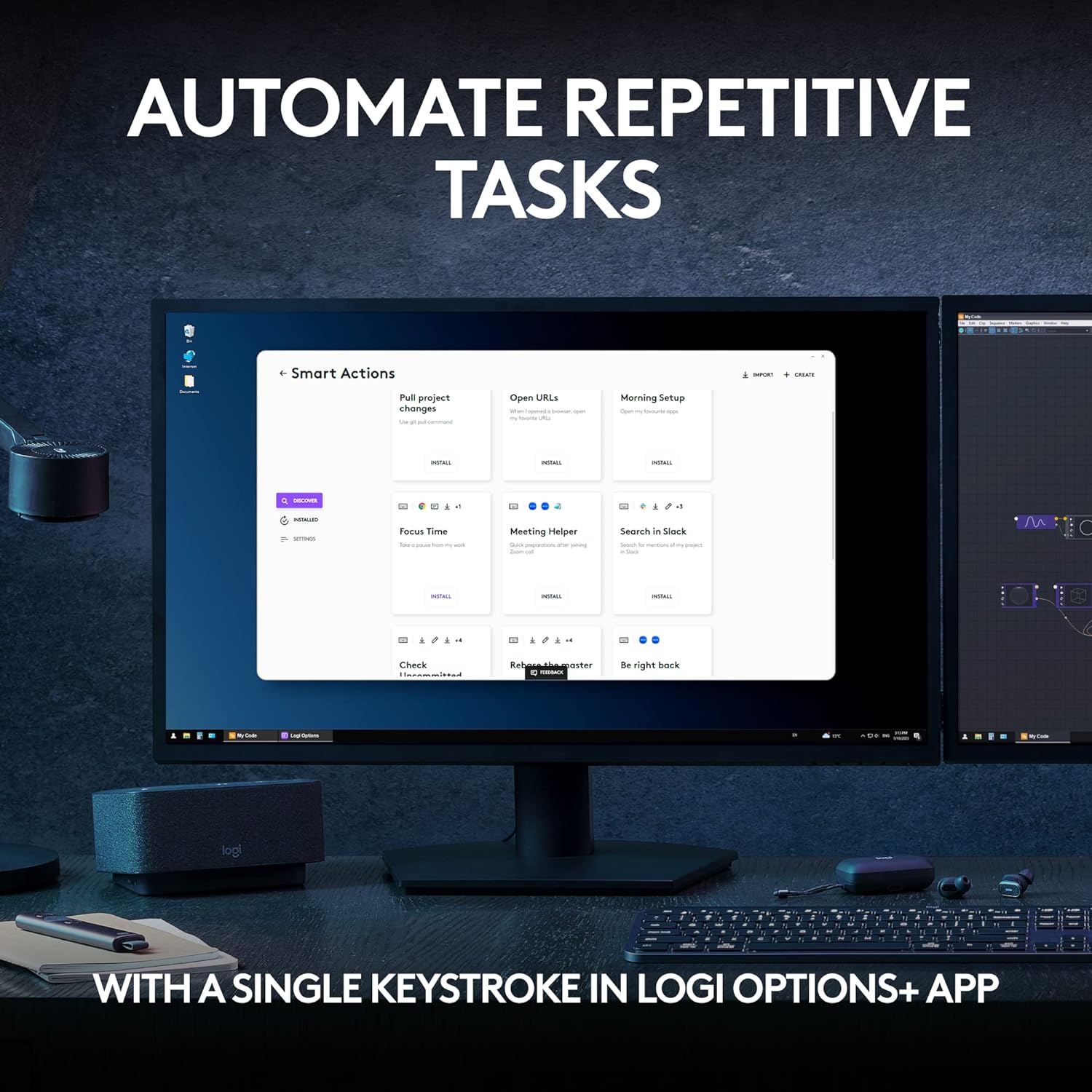 Demonstrates how to automate repetitive tasks using the Logi Options+ app, highlighting the efficiency and convenience of the software.