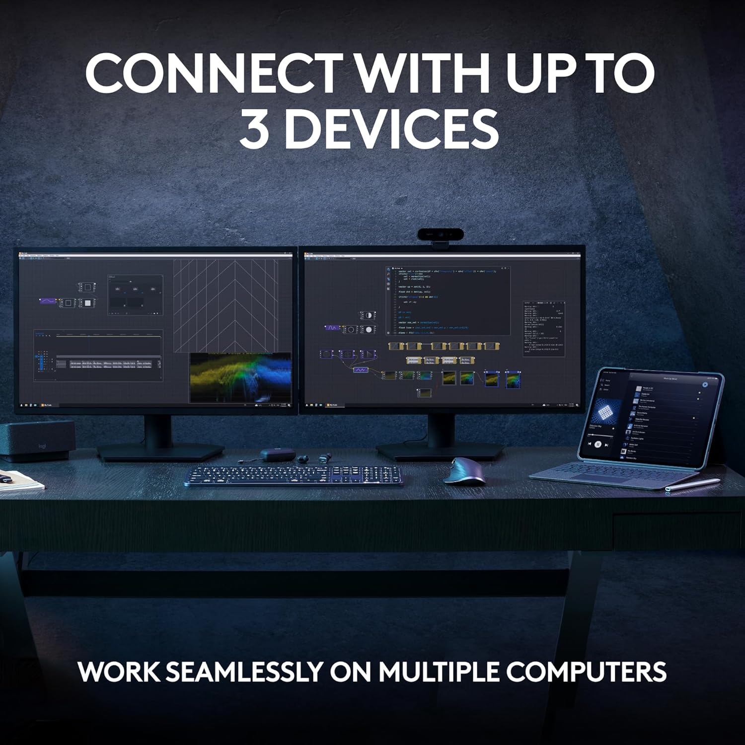Demonstrates the product's ability to connect and work seamlessly with multiple devices, enhancing productivity for users who work across different platforms.