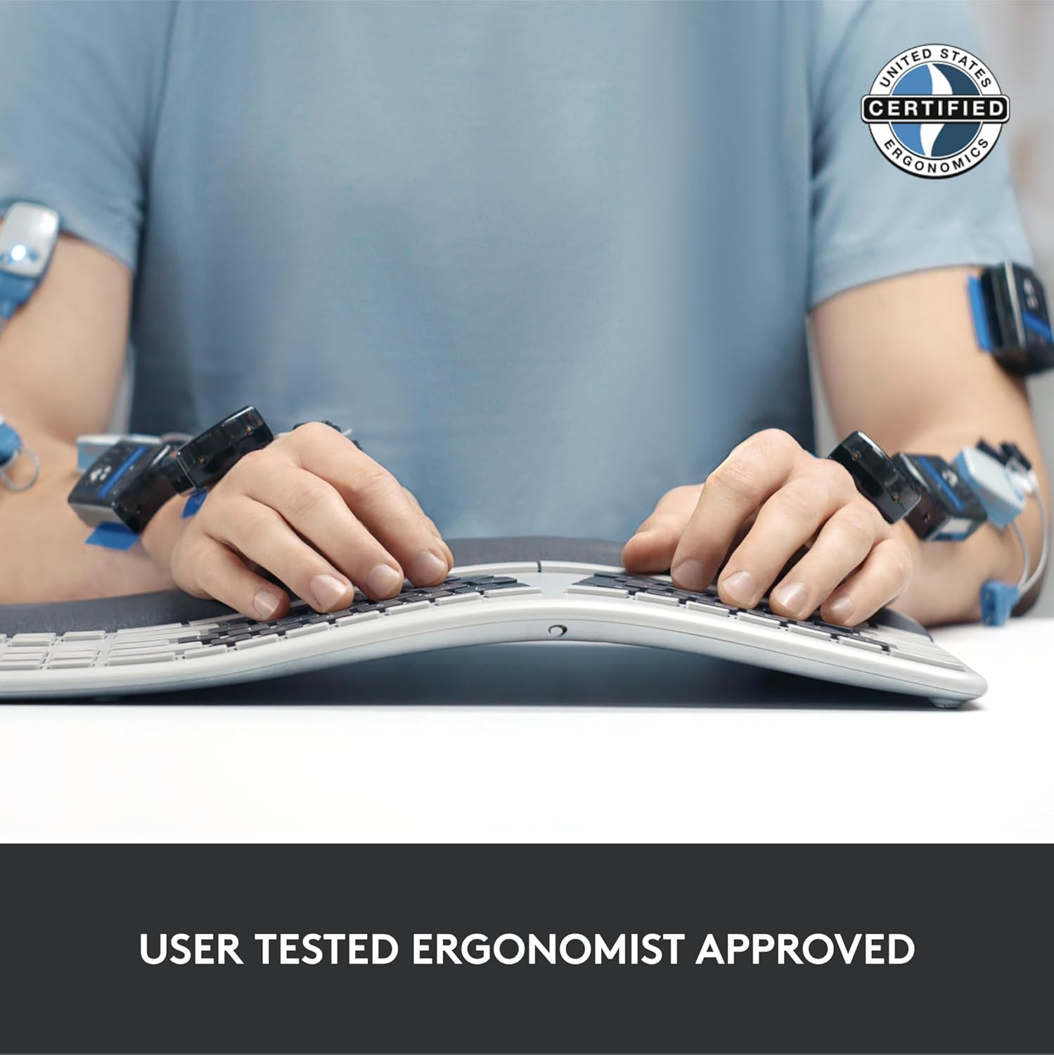 Highlights that the product has been tested and approved by ergonomics experts, reassuring customers about its safety and comfort for extended use.