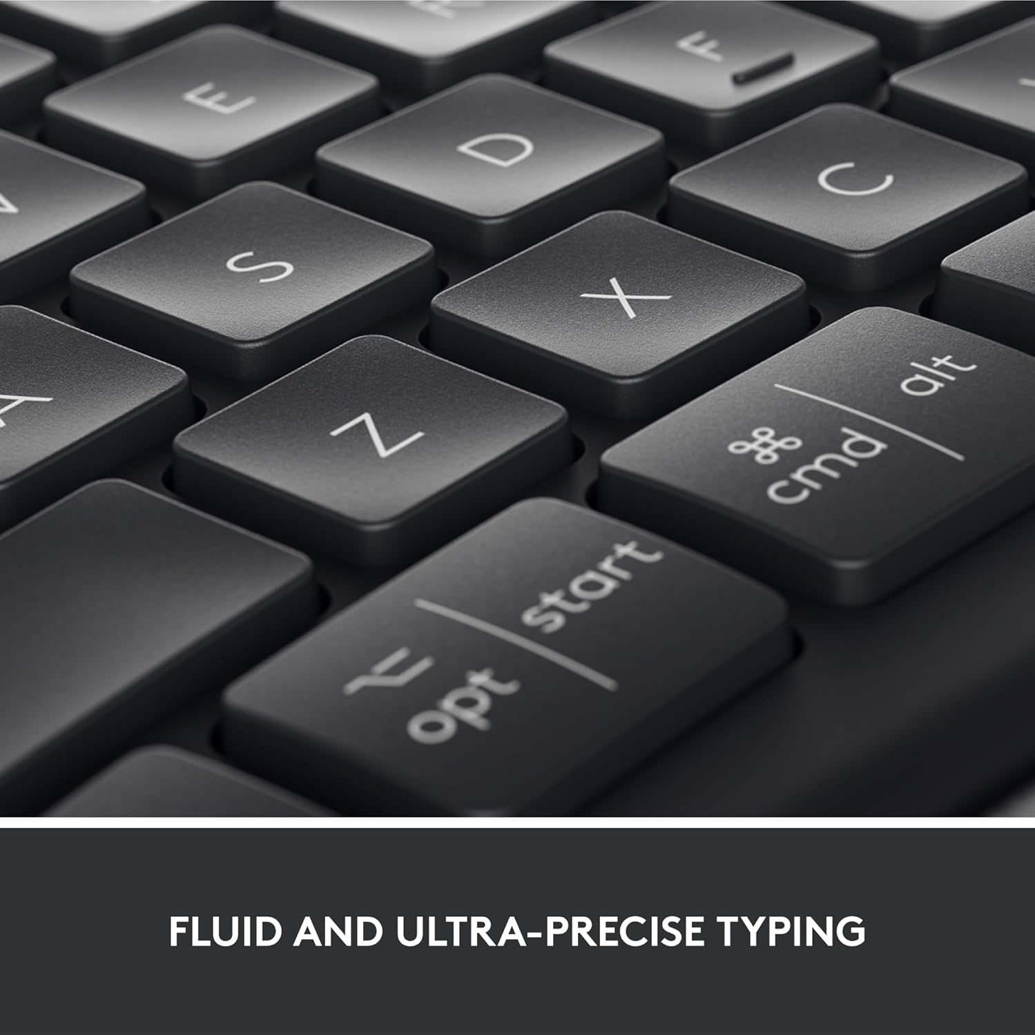 Highlights the keyboard's smooth and accurate typing experience to appeal to users who value typing comfort and precision.