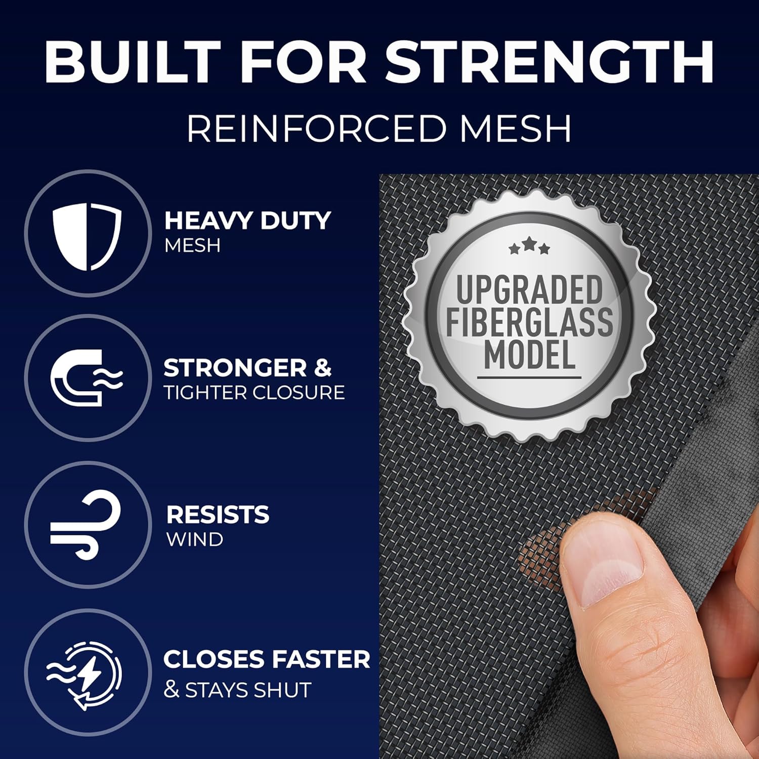 Highlights multiple strength and durability features of the reinforced mesh product to reassure customers of its quality and effectiveness.