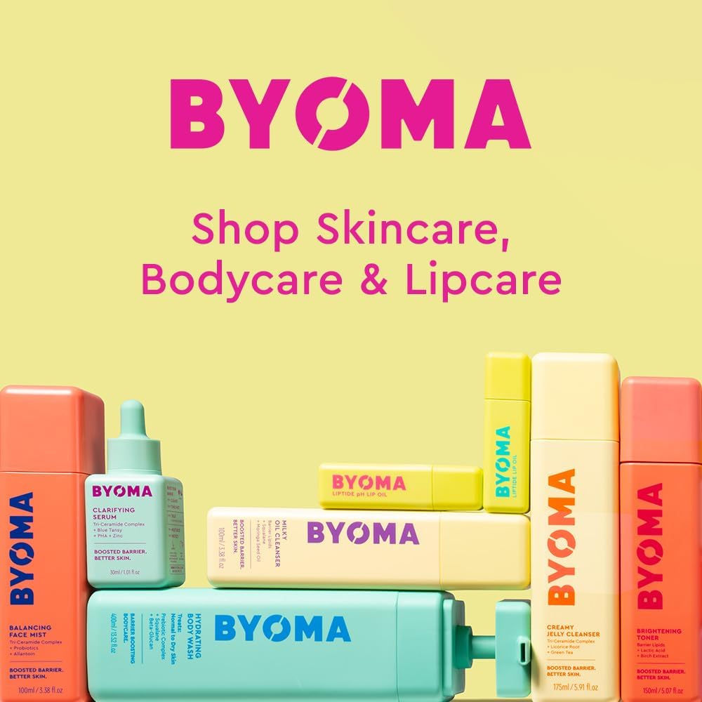 Showcases the Byoma brand and its range of skincare, bodycare, and lipcare products to build brand awareness and highlight product variety.
