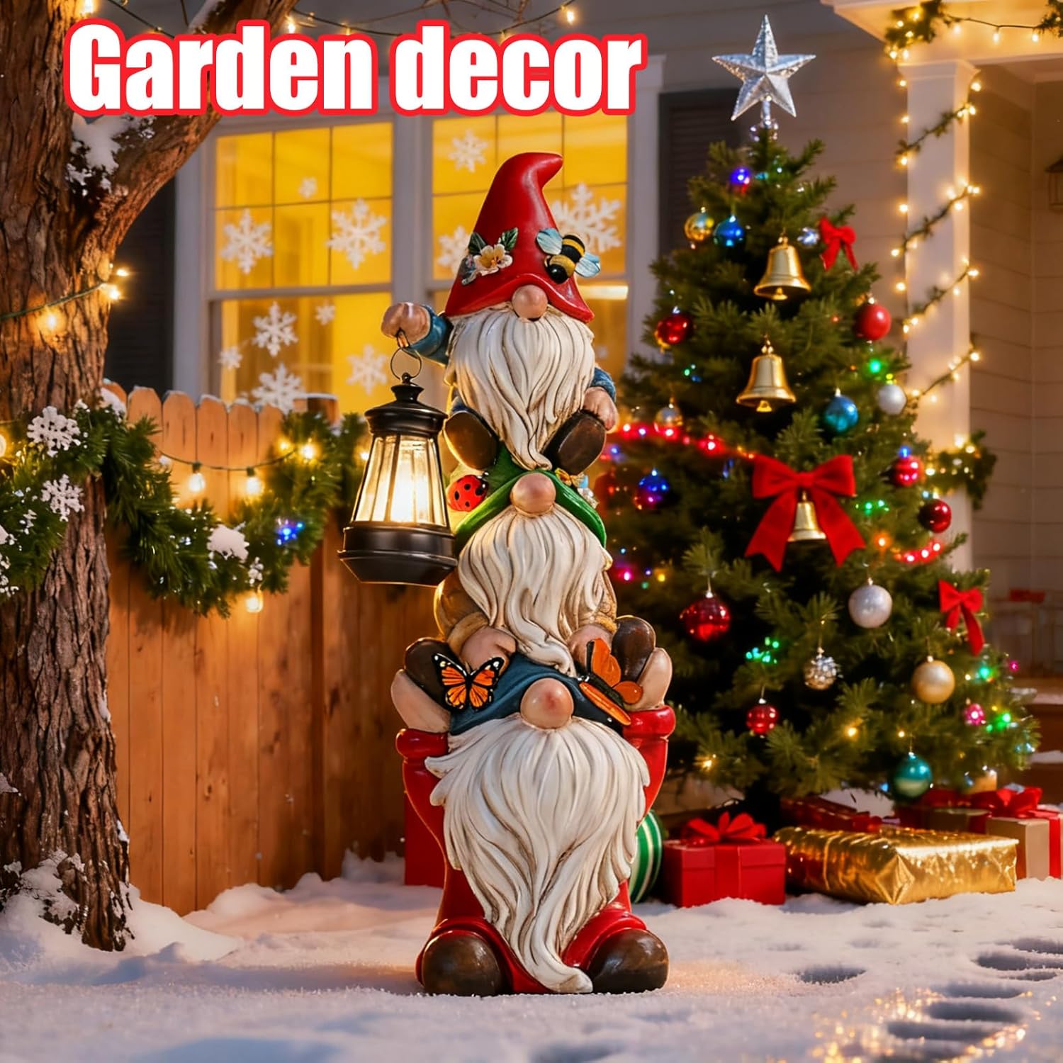 Showcases festive outdoor Christmas decorations to inspire holiday decor ideas for customers' homes and gardens.
