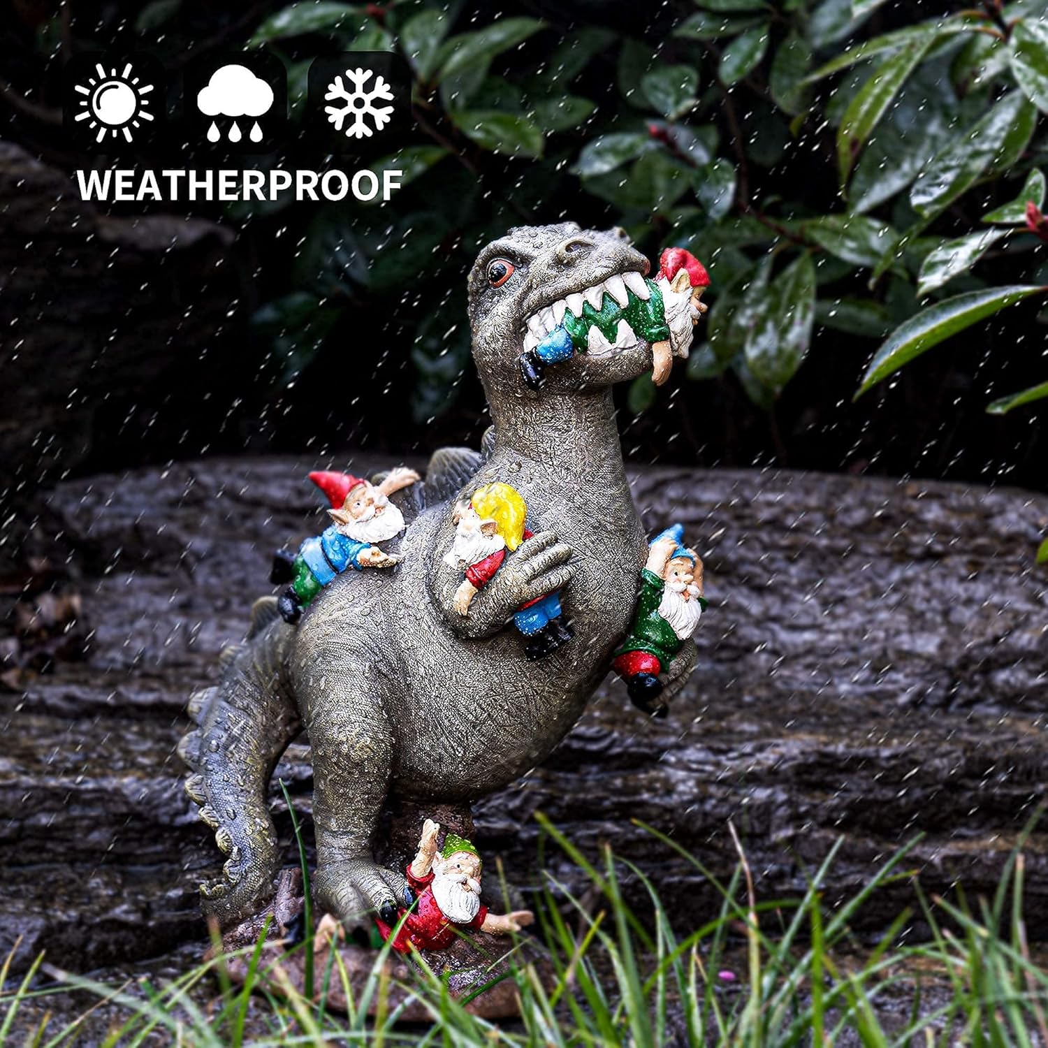 Demonstrates that the product can withstand various weather conditions, making it suitable for outdoor use year-round.
