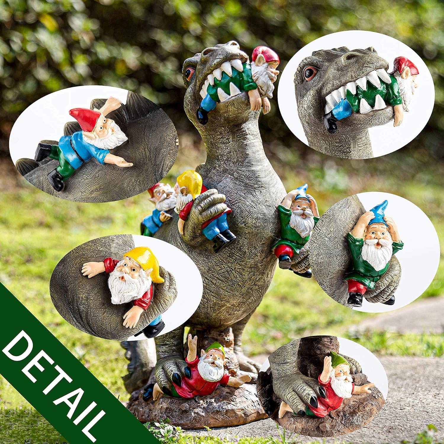 Showcases the product as a unique and whimsical garden decoration, demonstrating its use as a conversation-starting lawn ornament.